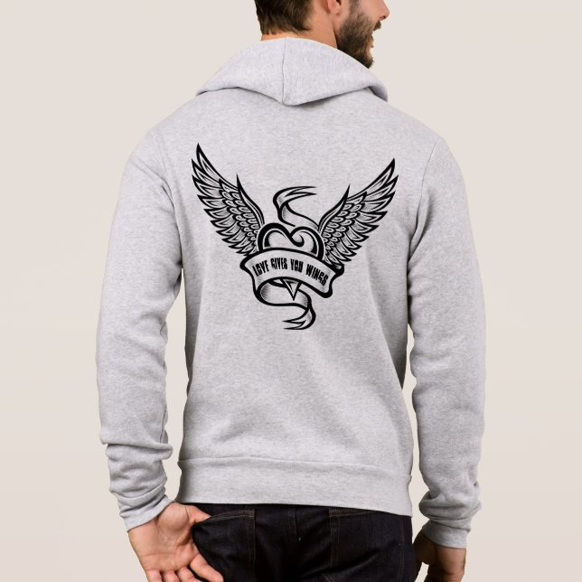 Vintage hjärta med Vingar T Shirt (Baksida)