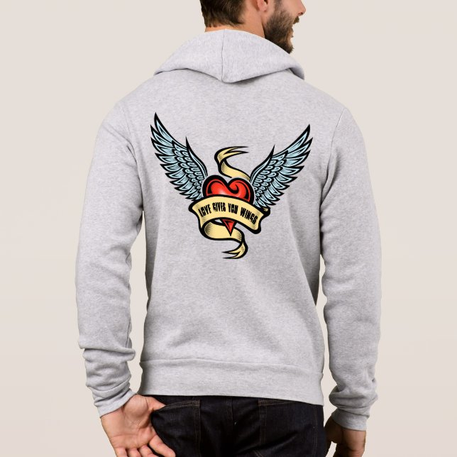 Vintage hjärta med Vingar T Shirt (Baksida)