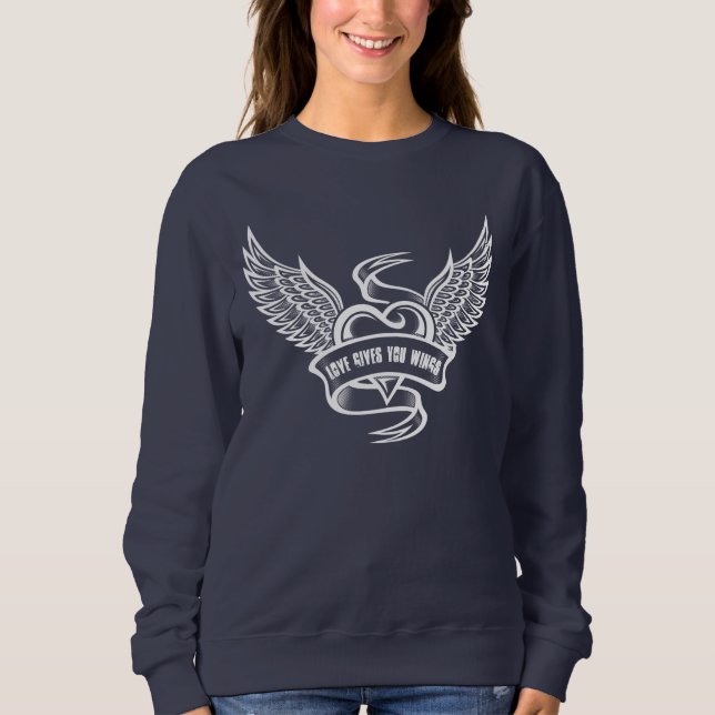 Vintage hjärta med Vingar T Shirt (Framsida)