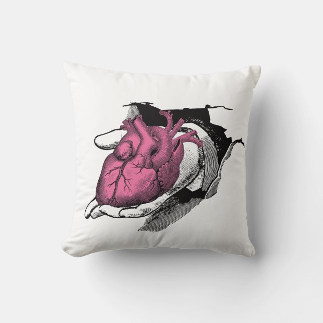 Vintage Hjärtat genom sprickor Kudde (Framsida)