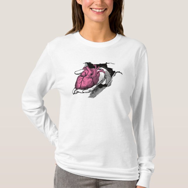 Vintage Hjärtat genom sprickor T Shirt (Framsida)