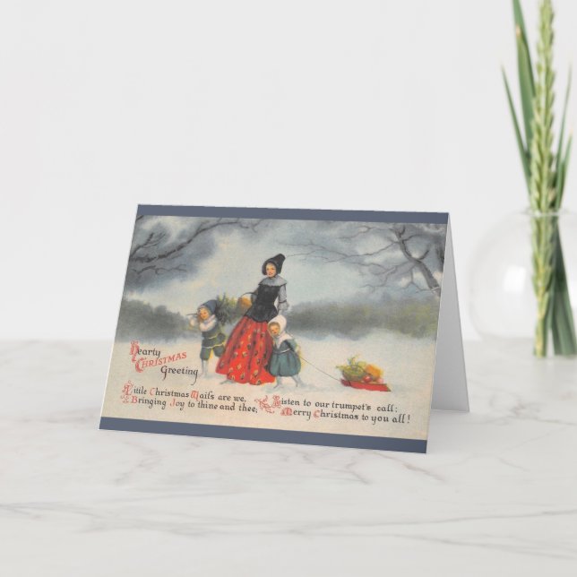 Vintage Hjärtat Julhälsningskort Helgkort (Framsida)