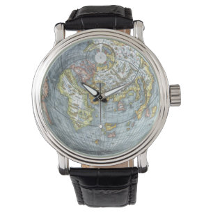 Vintage Hjärtformade Antique World Map Peter Apian Armbandsur