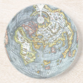 Vintage Hjärtformade Antique World Map Peter Apian Underlägg