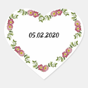 Vintage Hjärtsformad utandning av blommor till Brö Hjärtformat Klistermärke
