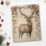 Vintage Hjort - Åldrasen Julvinter - avsvärtning Pussel<br><div class="desc">Den här designen kan vara personlig om du väljer Redigera design. Du kan också överföra till andra objekt. Kontakta mig på colorflowcreations@gmail.com eller använda alternativet chatta överst på sidan om du vill ha den här designen på en annan produkt eller behöver hjälp. Se mer av mina design eller följ mig...</div>