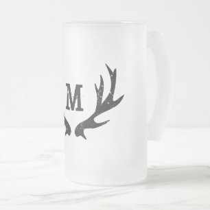 Vintage hjort antler monogram glasöl mugg