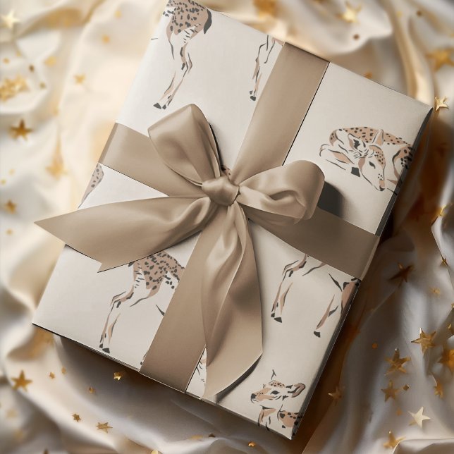 Vintage Hjort Beige Presentpapper (Skapare uppladdad)