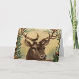 Vintage Hjort Buck Stag Nature Rustic jul Helgkort