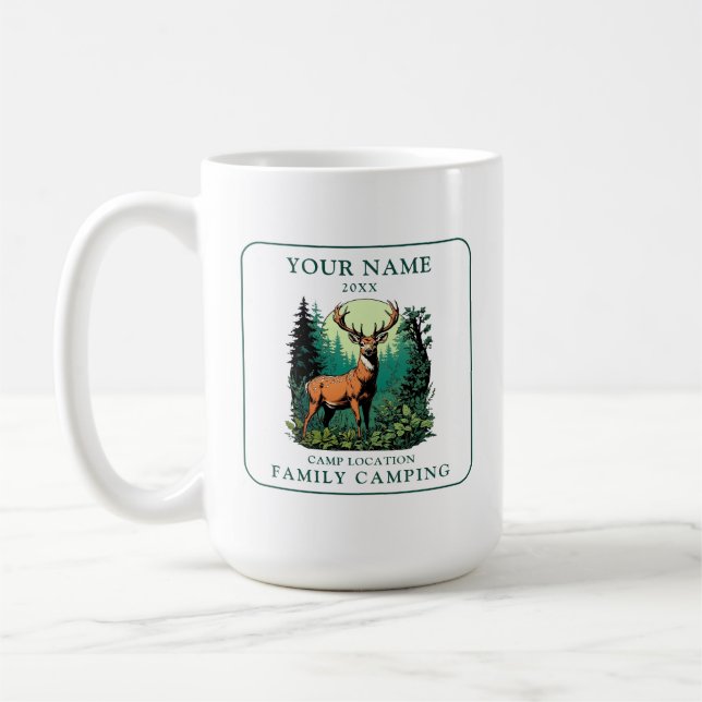 Vintage Hjort Forest Family Camping Kaffemugg (Vänster)