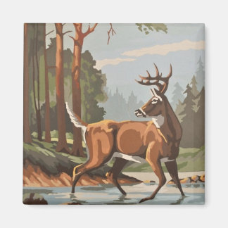 Vintage Hjort Forest Scenia PBN Magnet