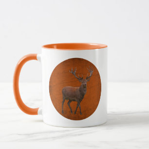 vintage hjort i orange natur mugg