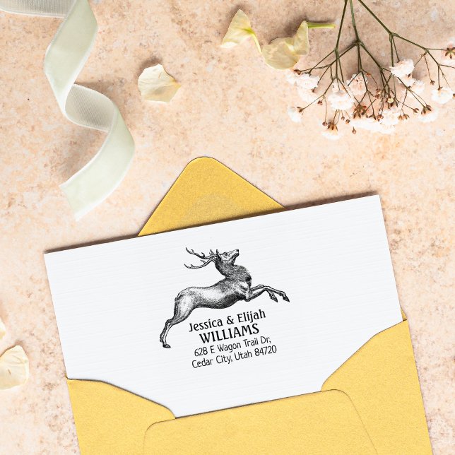 Vintage Hjort Returadress Family Stämpel (Skapare uppladdad)