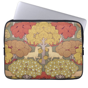Vintage hjort skogs- salvia grön mönster laptop fodral
