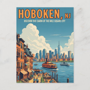 Vintage Hoboken New jersey Travel Vykort