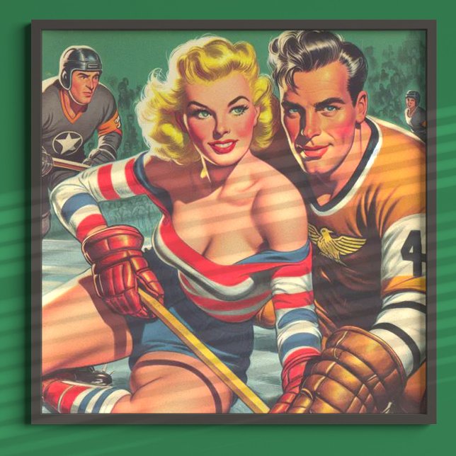Vintage Hockey Girl Poster (Skapare uppladdad)