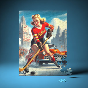 Vintage Hockey Girl Pussel