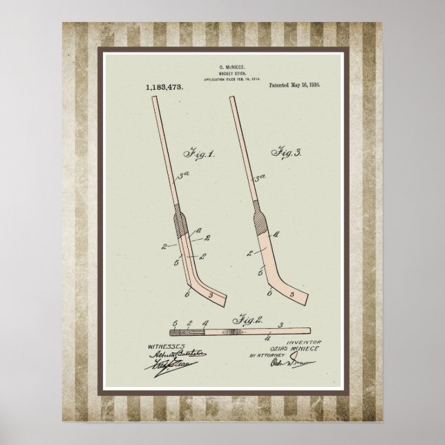 Vintage Hockey Stick Patent Poster (Framsidan)