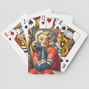 Vintage-hockeyflickor illustration casinokort