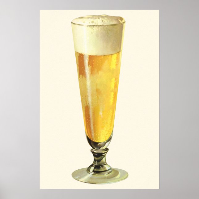 Vintage Hög Frostig Draft Öl, Alkoholhaltig Dryck Poster (Framsidan)