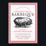 Vintage Hog Picnic Stil | Birthday Barbecue Inbjudningar<br><div class="desc">Fira din Speciella dag med de här vintage stil-barbecue-inbjudningarna. Den har en skiss av en hog i vintage stil som omges av dina unika händelsedetaljer i den gamla vintagen stil. Grått kant gräns och den motsatta sidan kompletterar ett kolsvart färg. Inbjudningarna kan enkelt justeras så att de passar alla typer...</div>