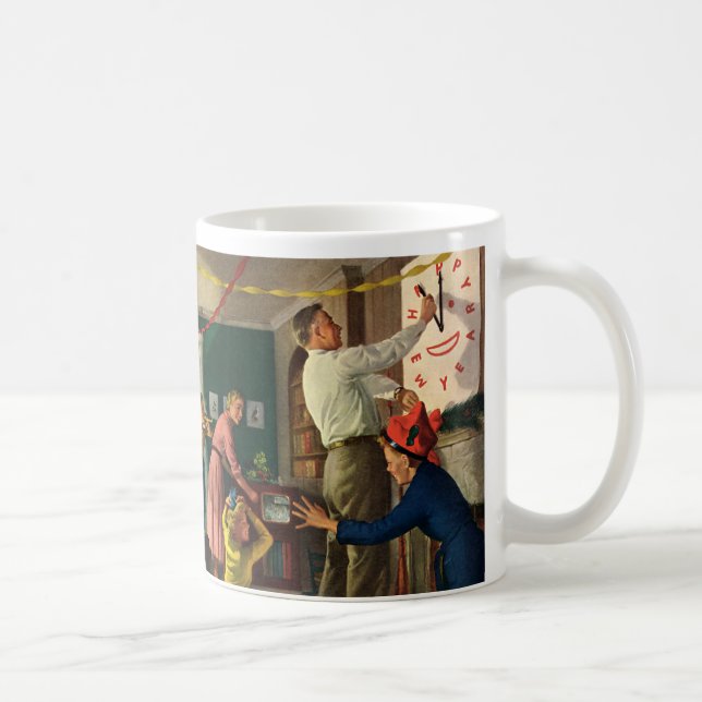 Vintage högtider, midnatt på nyårsafton kaffemugg (Höger)