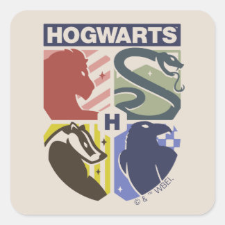 Vintage HOGWARTS™ Präglad vapenklöver Fyrkantigt Klistermärke