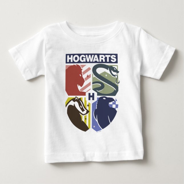 Vintage HOGWARTS™ Präglad vapenklöver T Shirt (Framsida)