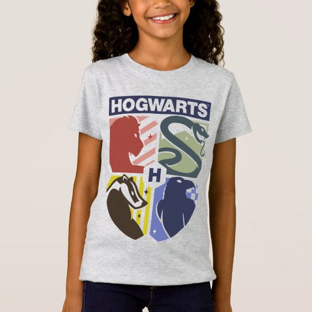 Vintage HOGWARTS™ Präglad vapenklöver T Shirt (Framsida)