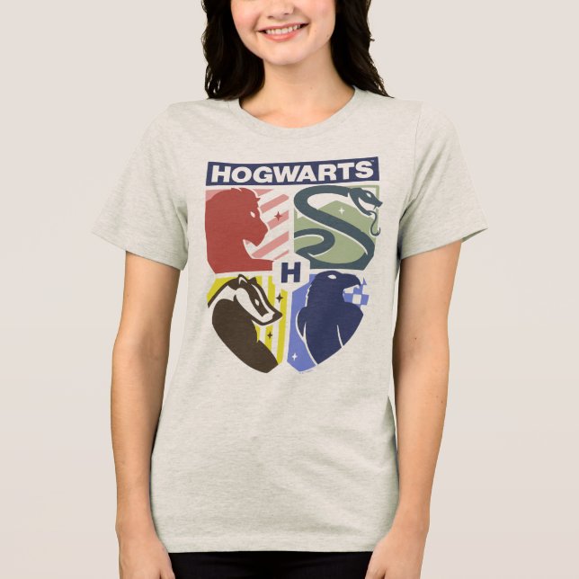 Vintage HOGWARTS™ Präglad vapenklöver T Shirt (Framsida)