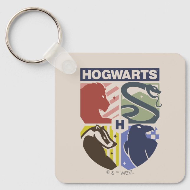 Vintage HOGWARTS™ Präglad vapenmärke Nyckelring (Framsida)