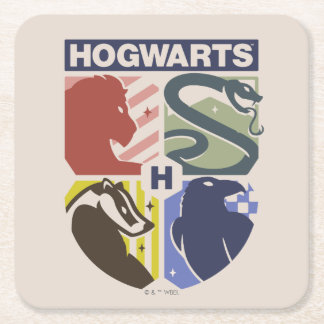 Vintage HOGWARTS™ Präglad vapenmärke Underlägg Papper Kvadrat