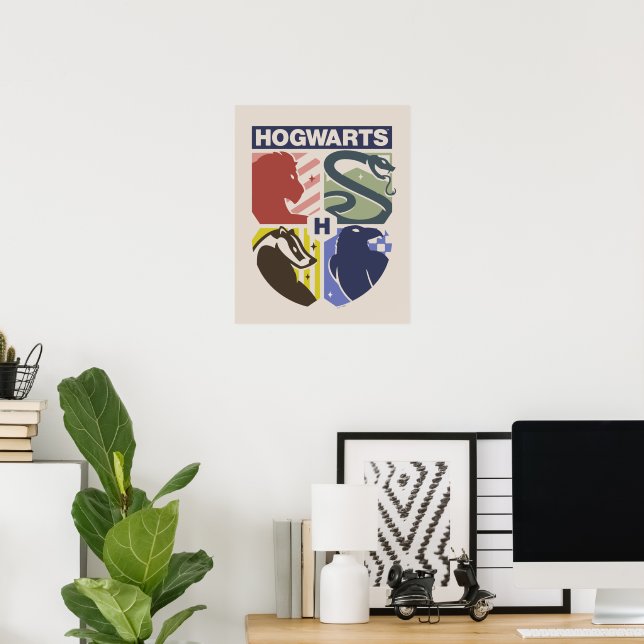 Vintage HOGWARTS™ Stämplad Vapen Poster (Hemmakontoret)