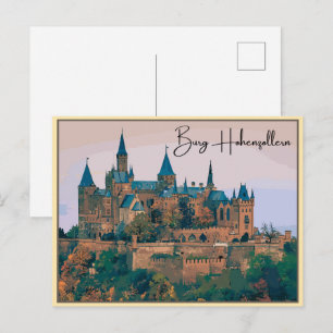 Vintage Hohenzollern Slott Burg Hohenzoller presen Vykort