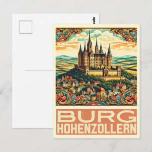 Vintage Hohenzollern Slott Burg Hohenzoller presen Vykort