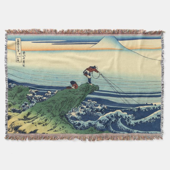 Vintage Hokusai Kajikazawa fiskaren konst Filt (Framsidan)