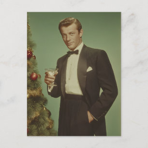 Vintage Holiday Elegans Porträtt Helg Vykort