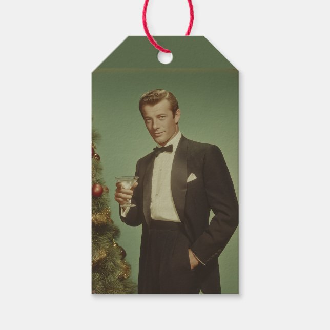 Vintage Holiday Elegans Porträtt Presentetikett (Framsidan)