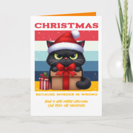 Vintage Holiday Funny Cat Retro Christmas Photo Helgkort