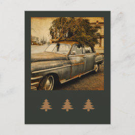 Vintage Holiday-Julgran i bil Vykort