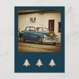 Vintage Holiday Julklassisk bil Vykort