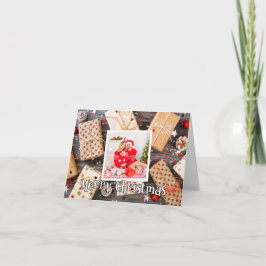 Vintage Holiday Photo Template Merry Christmas Helgkort