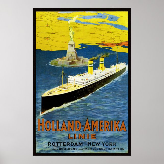 Vintage Holland Amerika Poster (Framsidan)