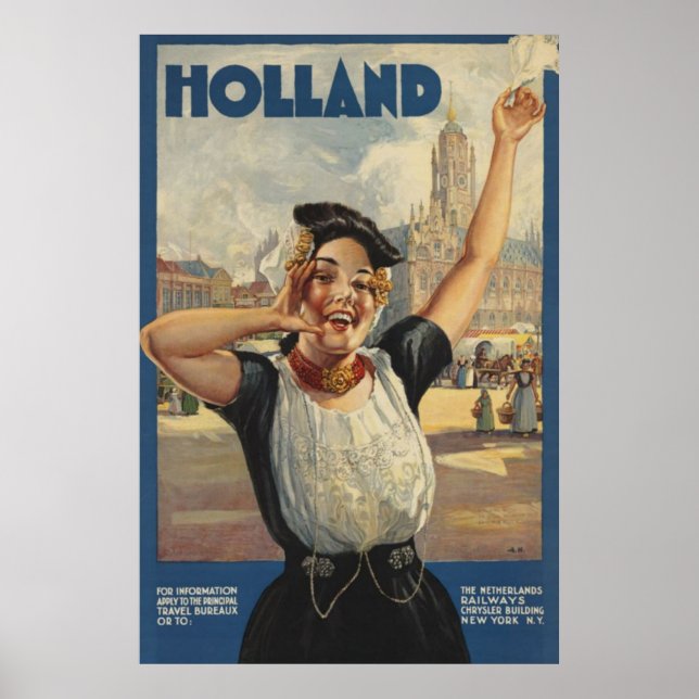 Vintage Holland Luft Travel Poster (Framsidan)