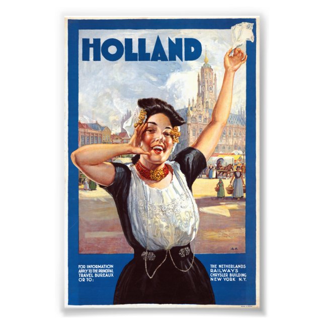Vintage Holland Netherlands Railway Travel Poster (Framsidan)