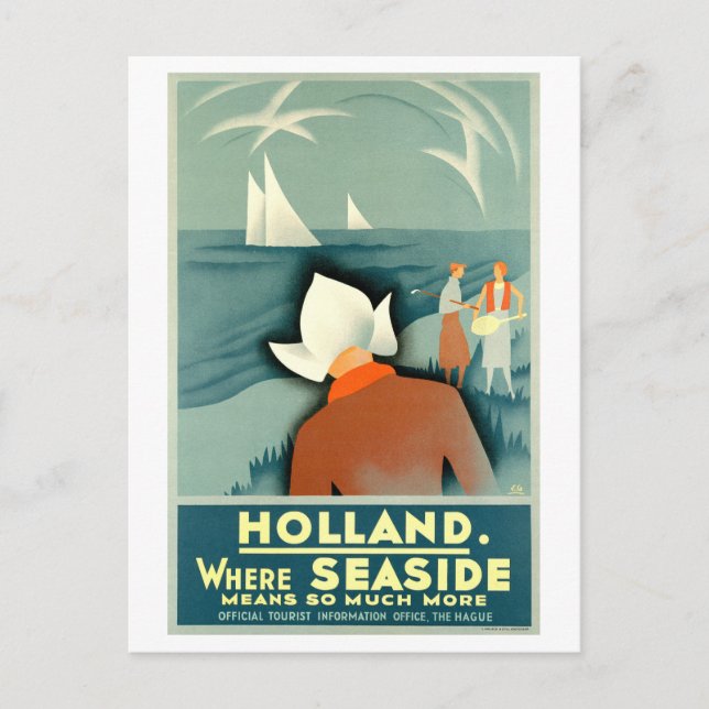 Vintage Holland Resoraffisch Vykort (Framsida)