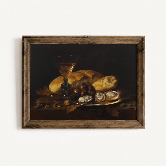Vintage holländsk höststillebenaffisch poster (Dutch Autumn Still Life Poster - close-up view (frame/decor not included))