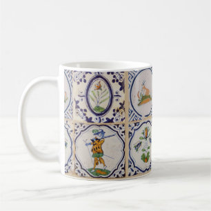 Vintage holländska Delft-keramikplattor 1600-talet Kaffemugg