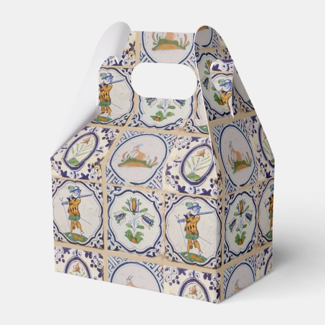 Vintage holländska Delft-keramikplattor 1600-talet Presentaskar (Framsidan Sidan)