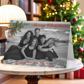 Vintage Holly | Anpassningsbar-jullfoto Helgkort